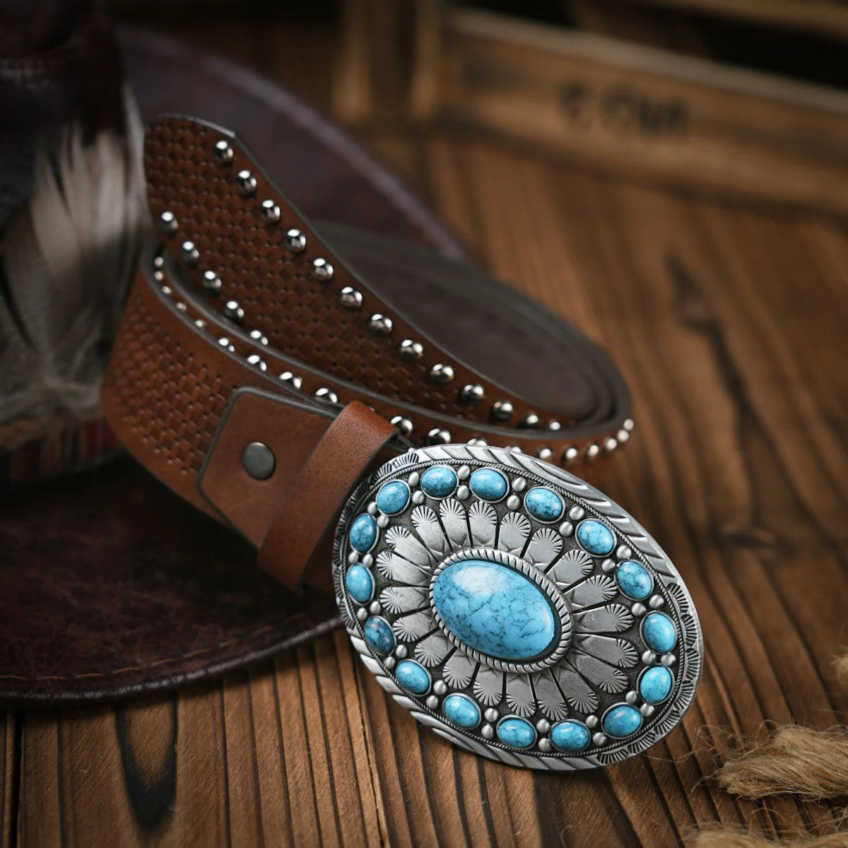 Western Style Belt with Secure Buckle Closure and Structured Build