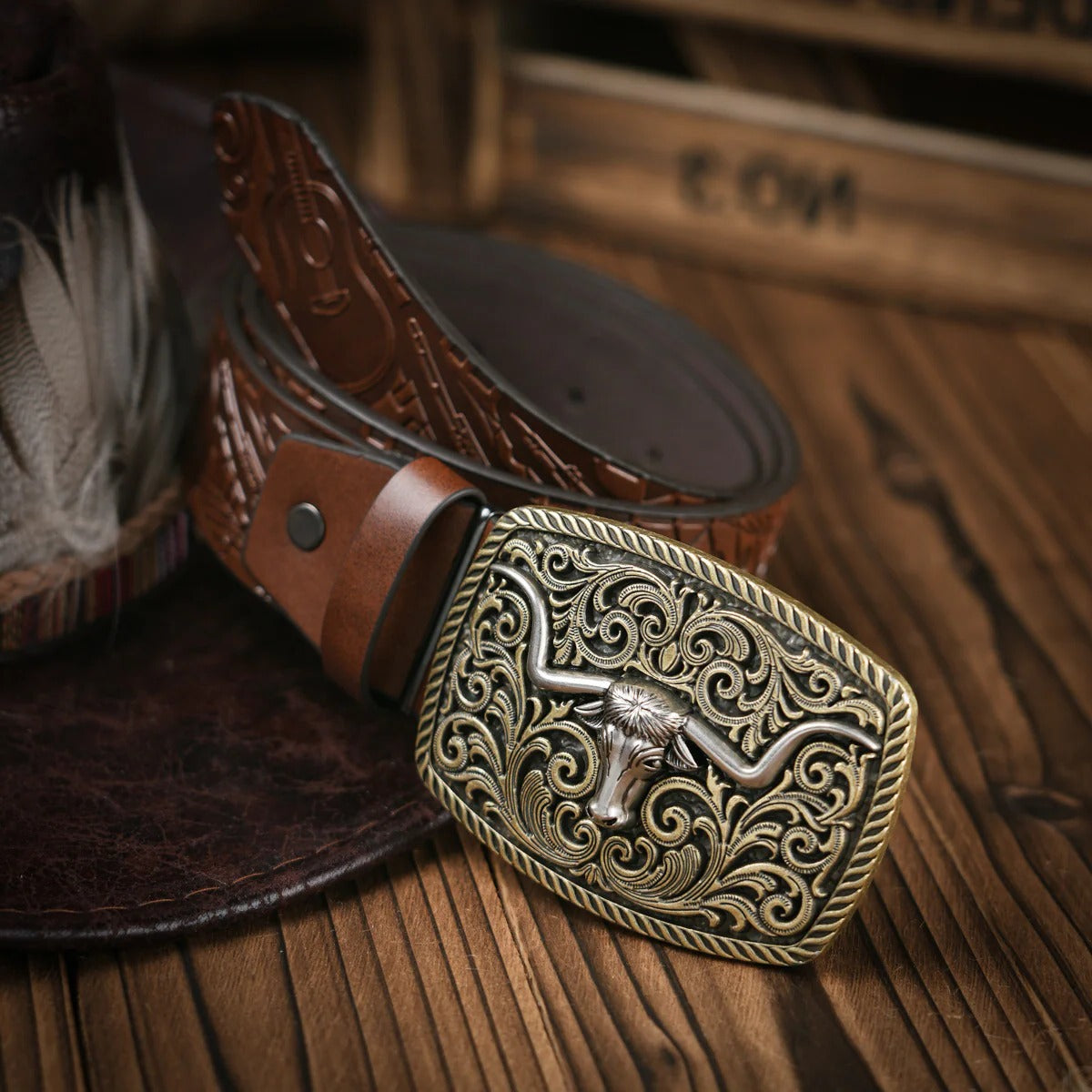 Western Style Belt with Secure Buckle Closure and Structured Build