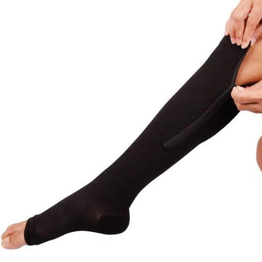 Compression Socks with Side Zipper and Graduated Pressure, 20-30 mmHg