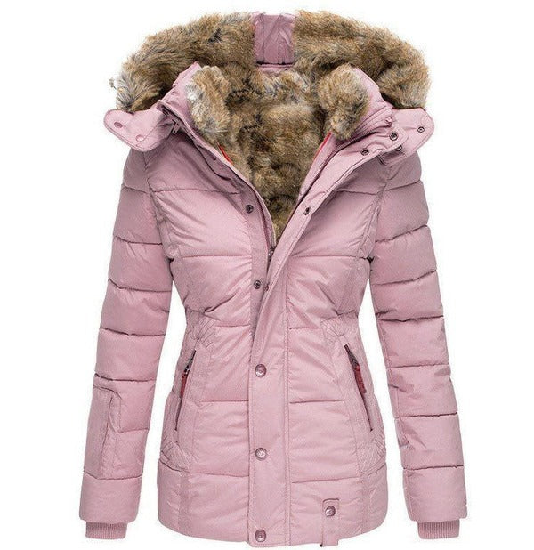 Quilted Hooded Winter Parka with Plush Lining