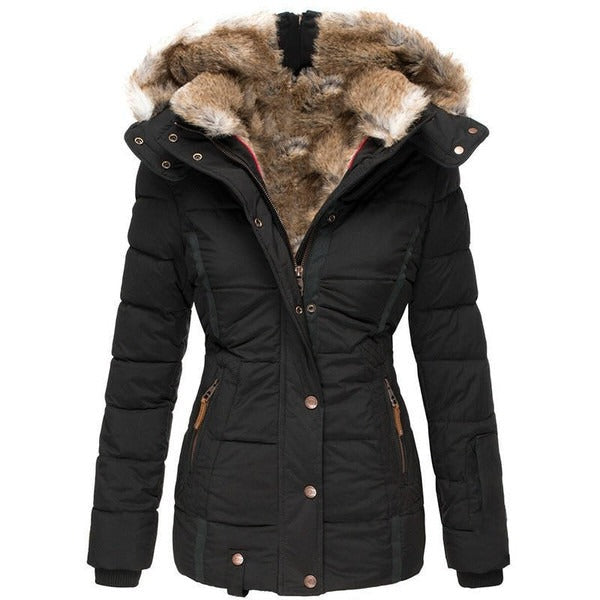 Quilted Hooded Winter Parka with Plush Lining