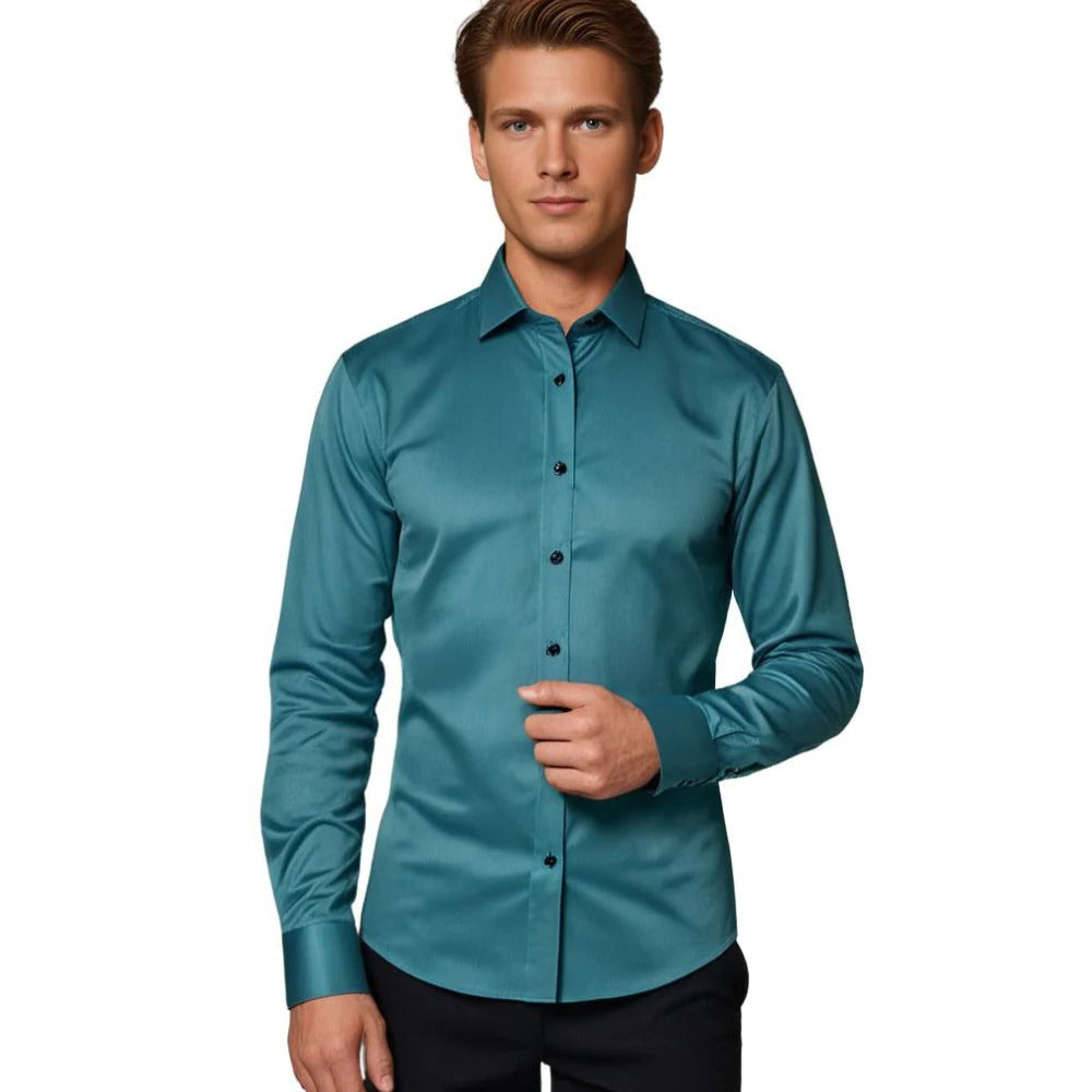 Men's Stretch Shirt with Breathable Fabric and Formal Casual Versatility