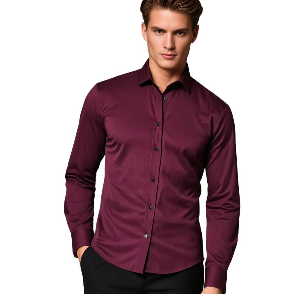 Men's Stretch Shirt with Breathable Fabric and Formal Casual Versatility