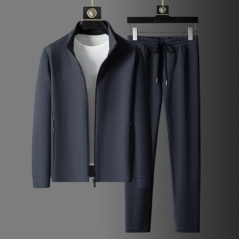 Stretchy Two-Piece Tracksuit with Zip Jacket and Elastic Waistband Pants