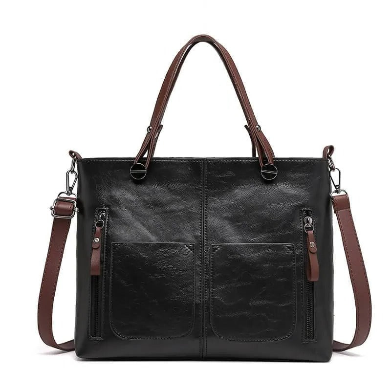 Zippered Handbag with Multiple Pockets and Adjustable Shoulder Strap