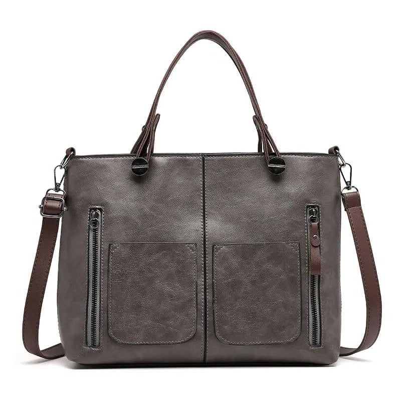 Zippered Handbag with Multiple Pockets and Adjustable Shoulder Strap