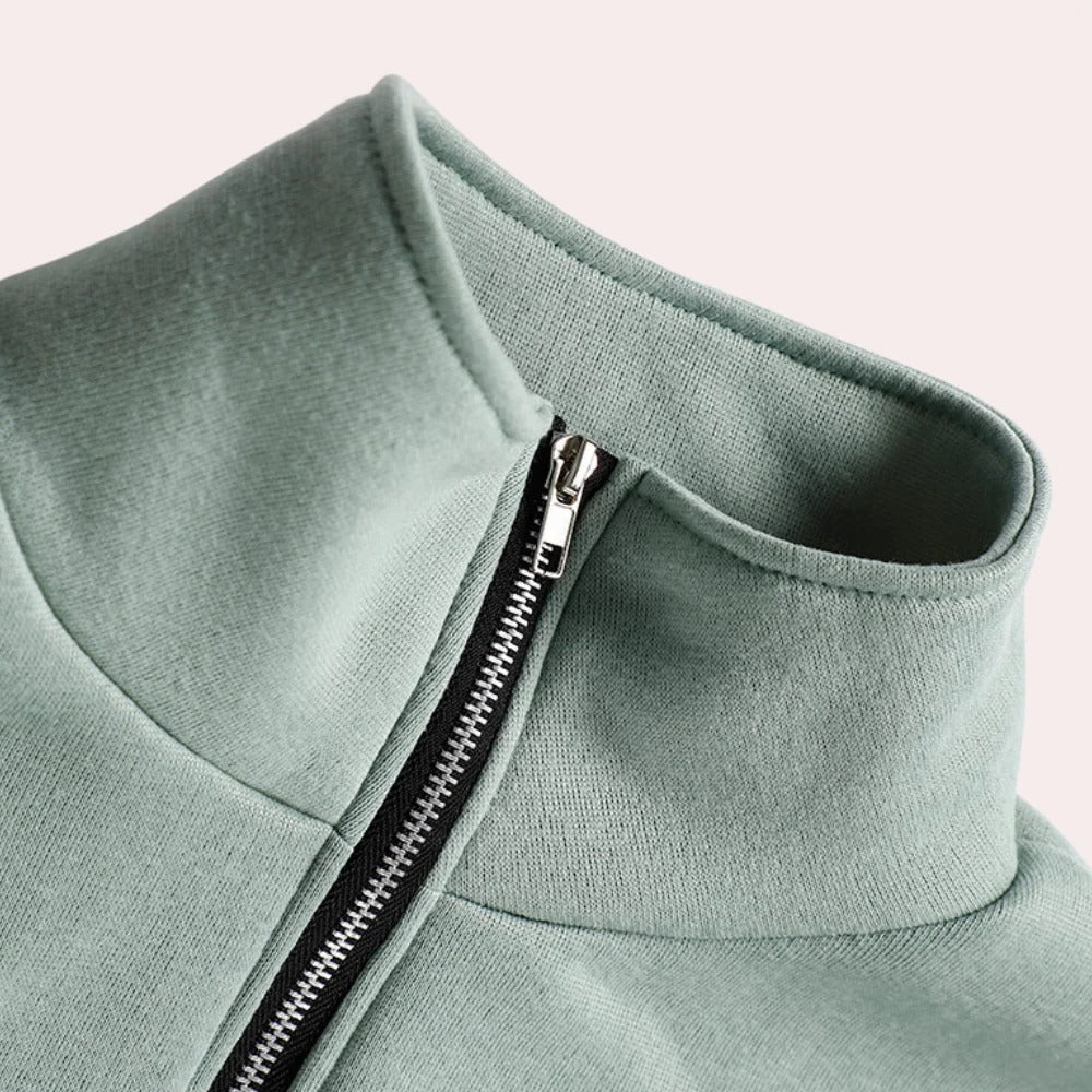 Jogging Suit Two-Piece with Half Zip Vest and Loose Fit Pants, Breathable Fabric