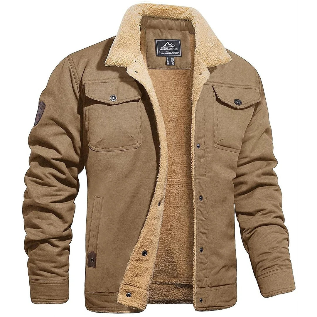 Men's Bomber Jacket with Ribbed Knit Trim and Front Zipper, Vintage Winter Style