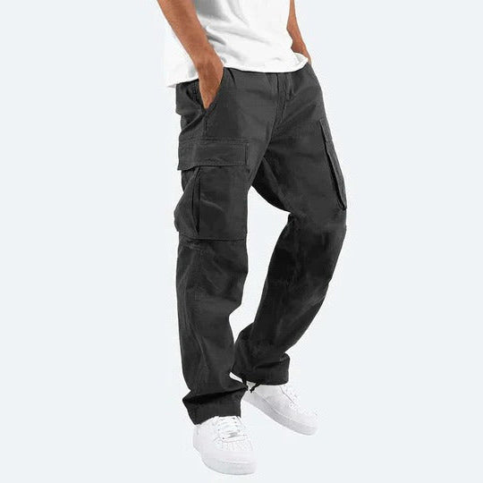 Mens Straight Fit Cargo Pants with Multiple Pockets and Secure Closures
