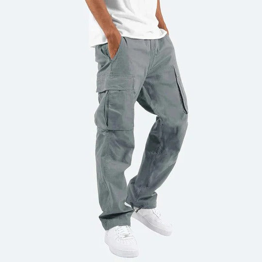 Mens Straight Fit Cargo Pants with Multiple Pockets and Secure Closures