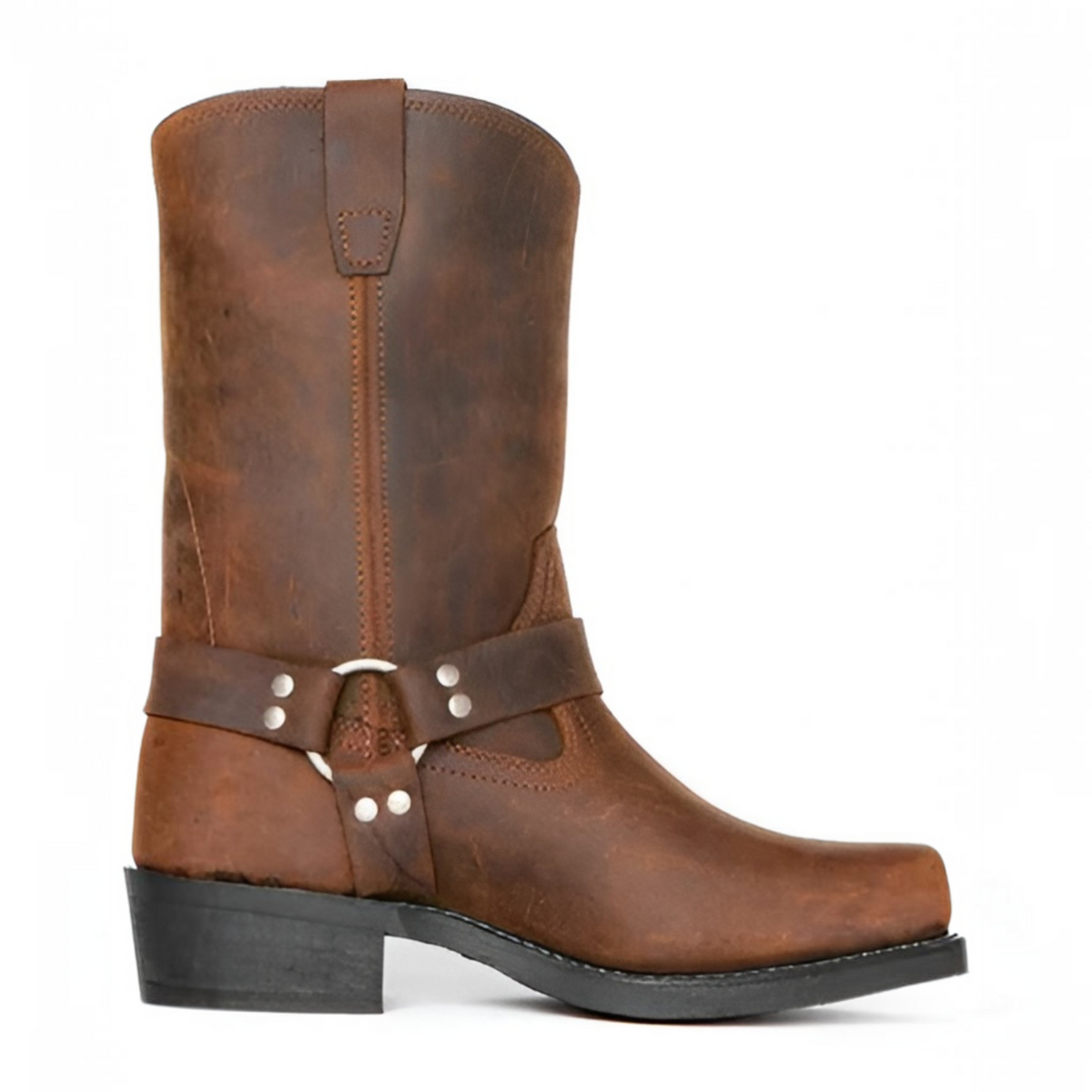 Slip On Harness Boots with Adjustable Strap and Double Stitched Construction, 11 Inch Shaft