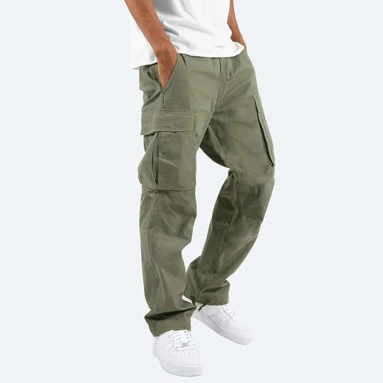 Mens Straight Fit Cargo Pants with Multiple Pockets and Secure Closures