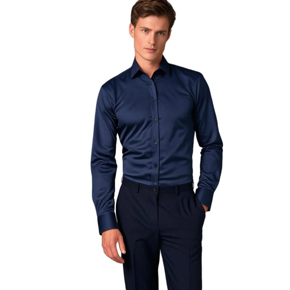 Men's Stretch Shirt with Breathable Fabric and Formal Casual Versatility