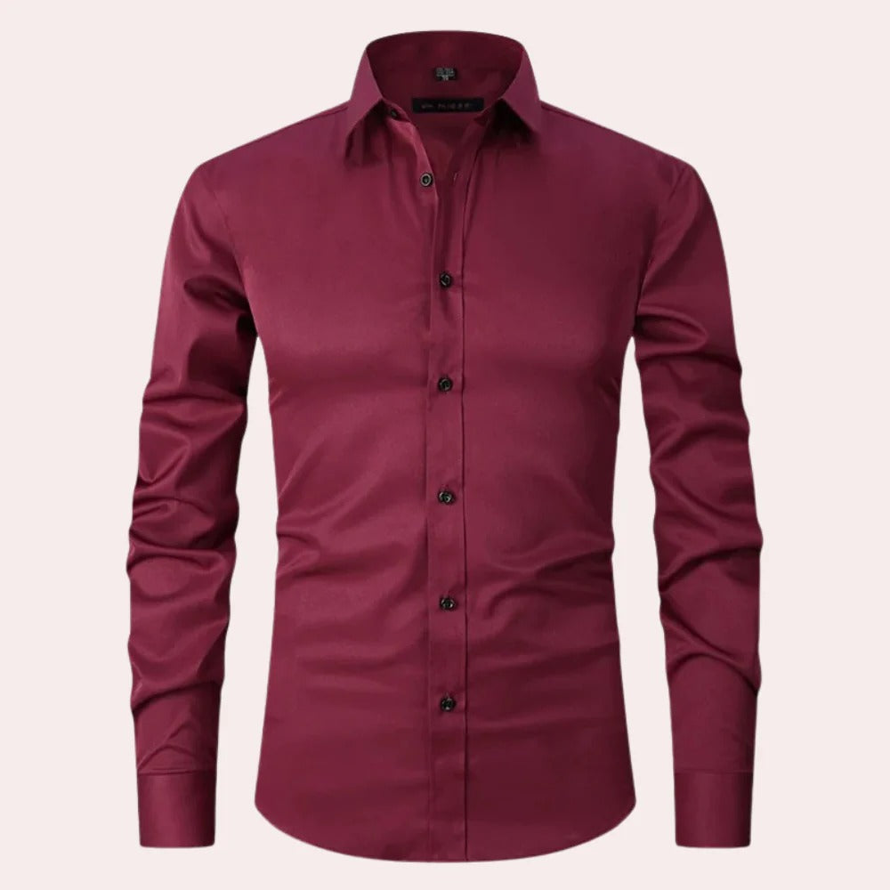 Men's Stretch Shirt with Breathable Fabric and Formal Casual Versatility