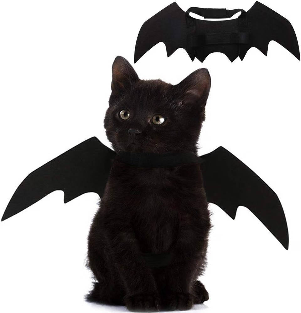 Cat Bat Wings, Halloween Bat Costume Accessories for Cats and Puppies with Collar Lead for Cosplay and Dress Up