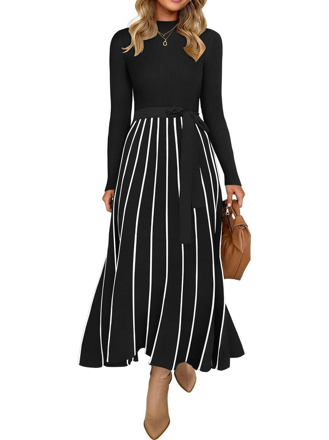 Womens Sweater Maxi Dress, Long Sleeve Fall Dress, Cozy Knit Winter Occasion Wear