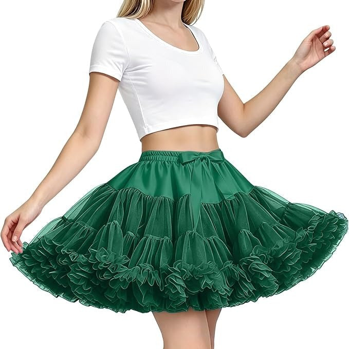 Womens Petticoat Skirt, 3 Layer Tulle Underskirt, Elastic Waist Tutu for Dresses