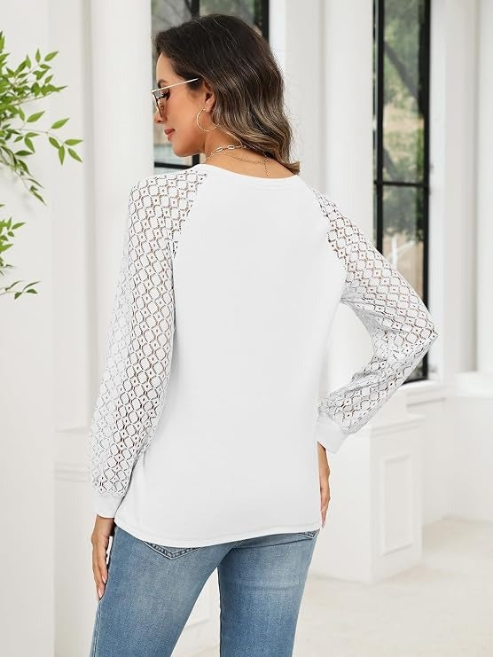 Women's Lace Long Sleeve Tops, Henley Shirts, Casual Blouses, T-Shirts, Fall Clothes