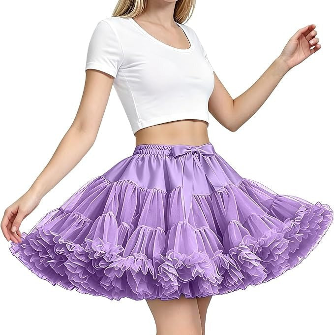 Womens Petticoat Skirt, 3 Layer Tulle Underskirt, Elastic Waist Tutu for Dresses