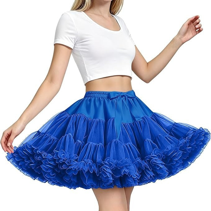 Womens Petticoat Skirt, 3 Layer Tulle Underskirt, Elastic Waist Tutu for Dresses