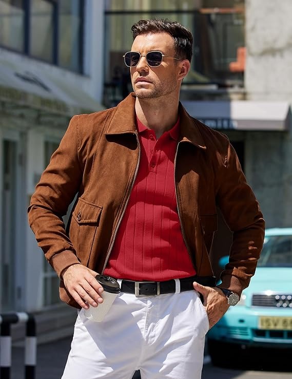 Mens Long Sleeve Knit Polo Shirt, 3 Button Lightweight Slim Fit Sweater, Casual Old Money Style