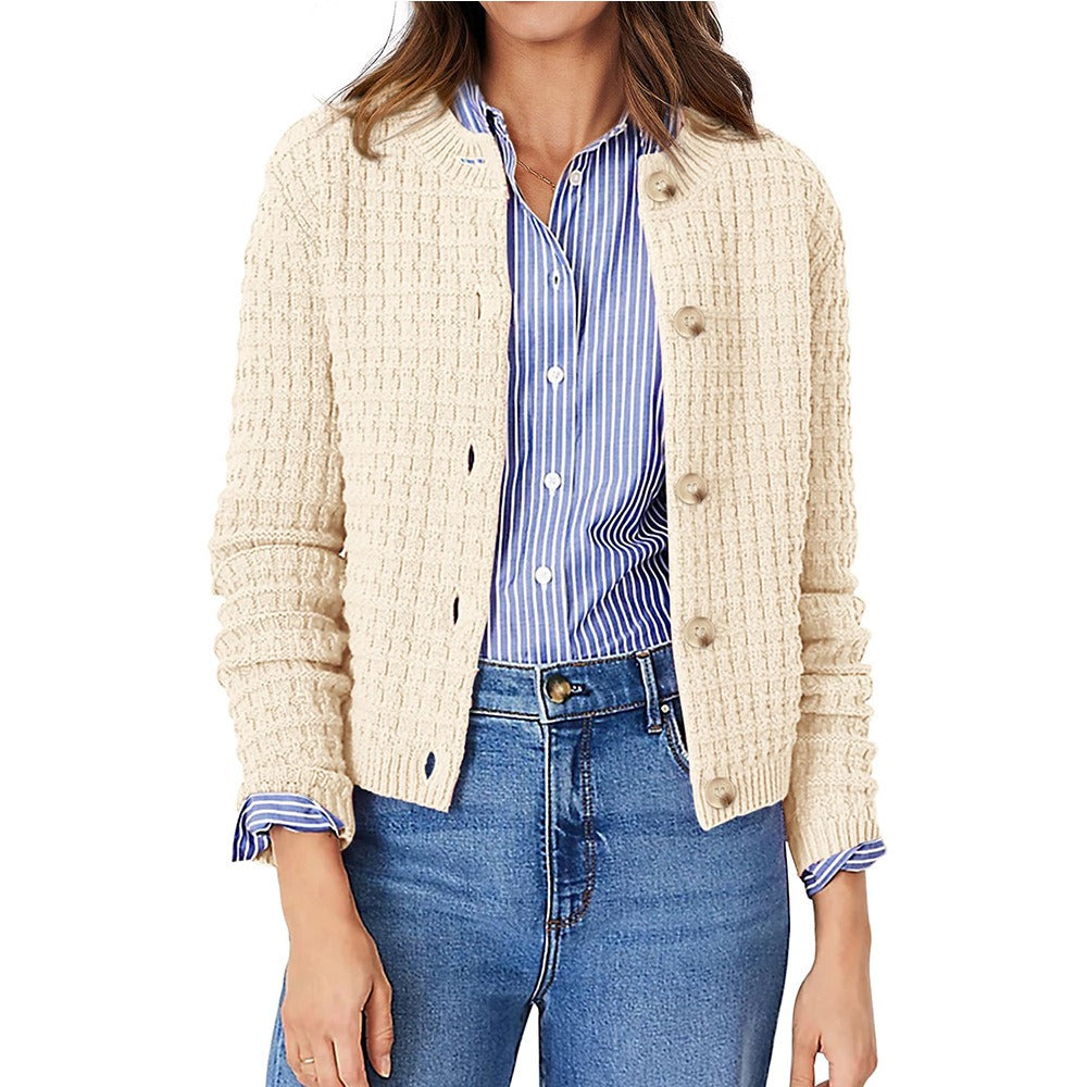 Womens Fall Lightweight Cardigan Sweater, Cozy Knit Cotton Long Sleeve Button Up Open Front