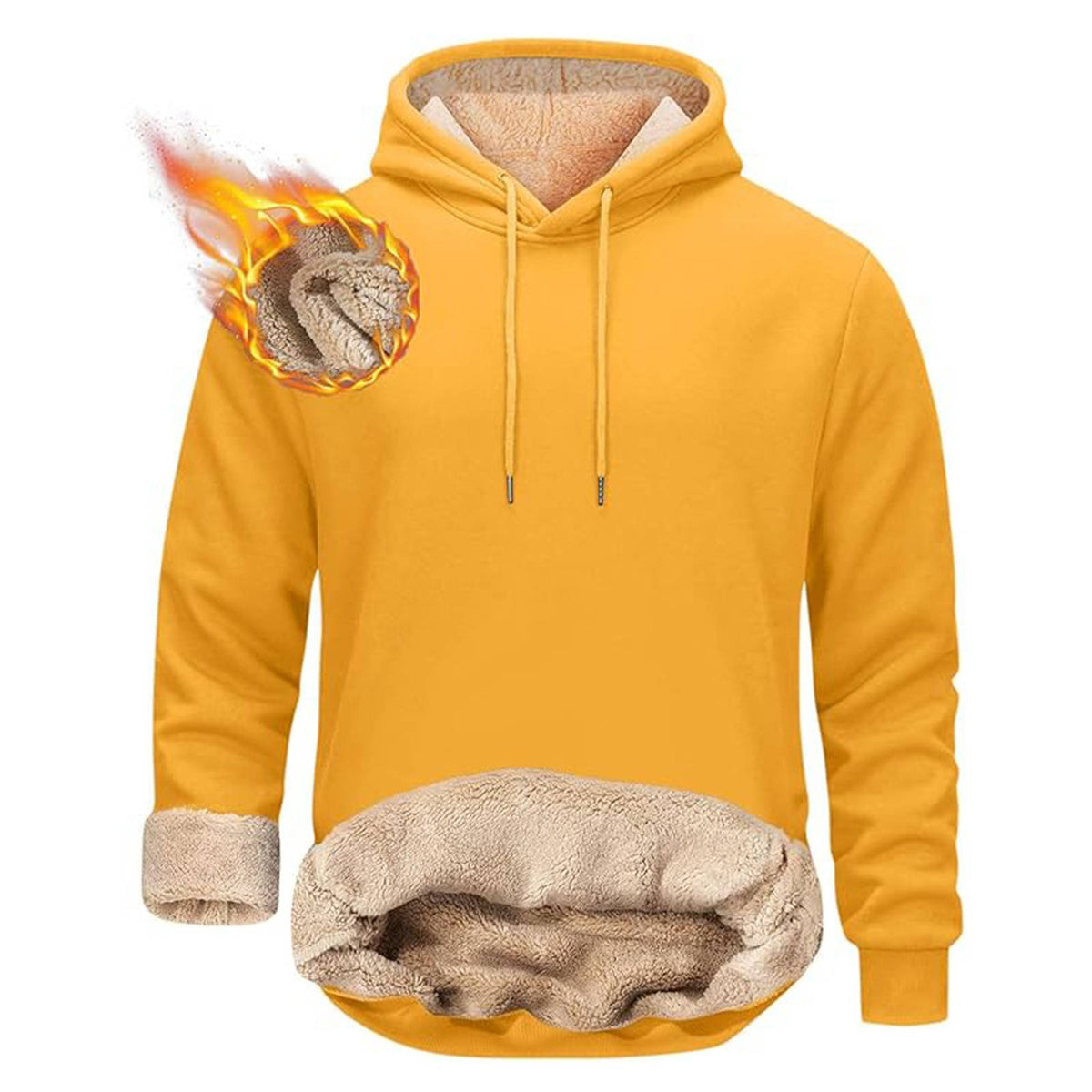 Mens Sherpa Hoodie, Heavyweight Fleece Lined Winter Sweatshirt with Kangaroo Pocket for Cold Weather Warmth