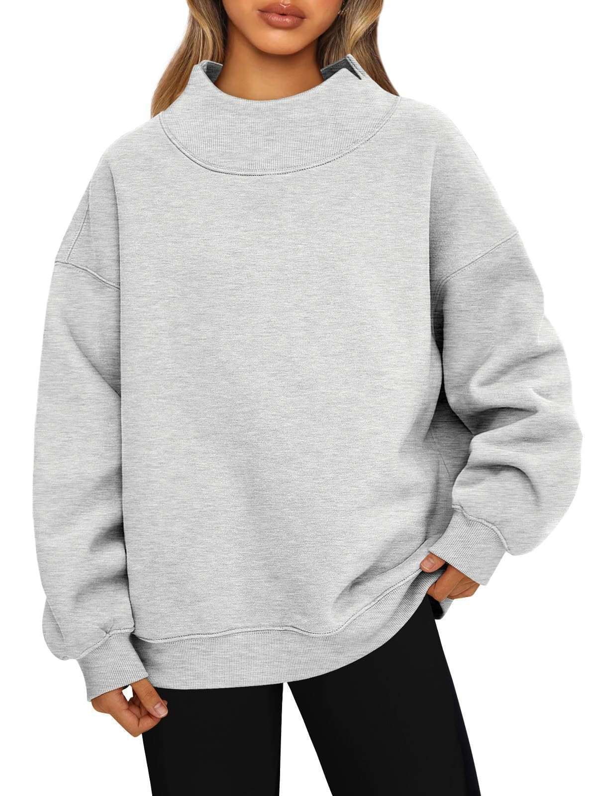 Women's Mock Neck Sweatshirt, Oversized Pullover, Long Sleeve Soft Fleece Fall Outfit for Travel, Work, Lounge and Daily Wear 2026