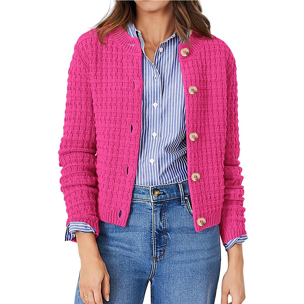 Womens Fall Lightweight Cardigan Sweater, Cozy Knit Cotton Long Sleeve Button Up Open Front