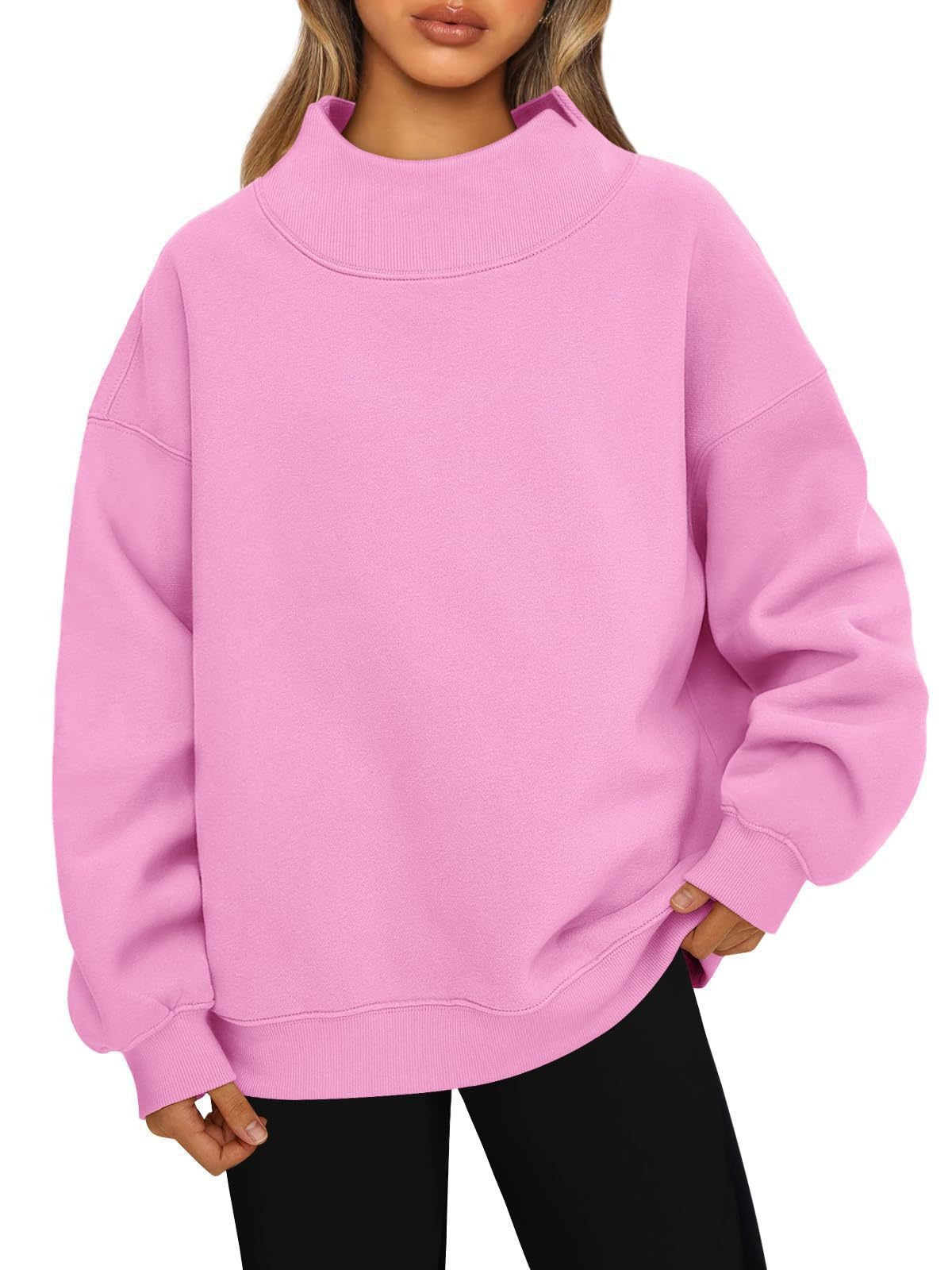 Women's Mock Neck Sweatshirt, Oversized Pullover, Long Sleeve Soft Fleece Fall Outfit for Travel, Work, Lounge and Daily Wear 2026