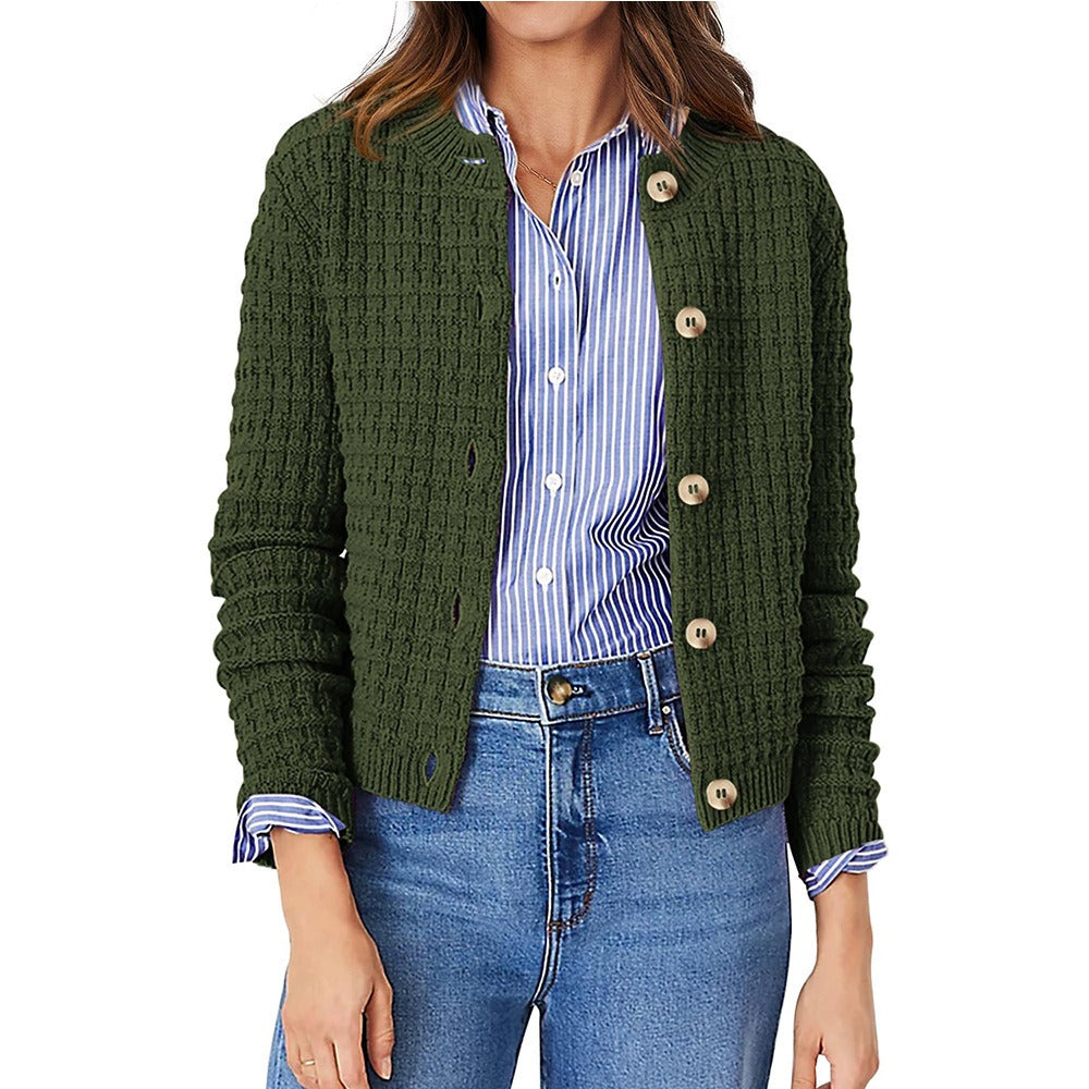 Womens Fall Lightweight Cardigan Sweater, Cozy Knit Cotton Long Sleeve Button Up Open Front