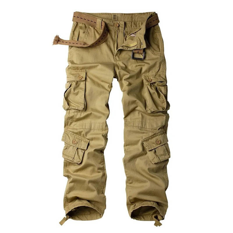 Mens Camouflage Cargo Pants, Cotton Tactical Ripstop Work Pants with 8 Pockets