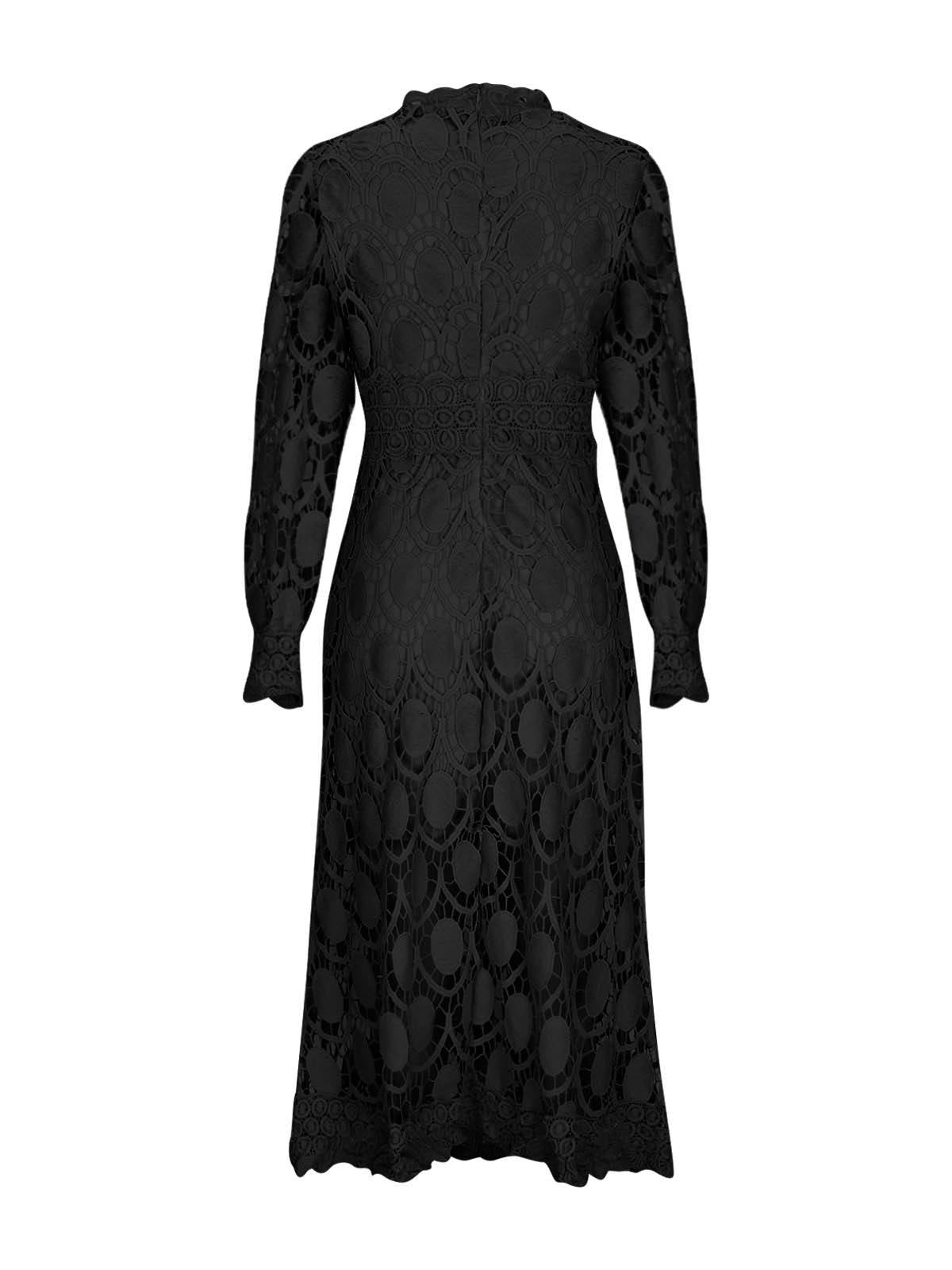 Womens Camille Openwork Midi Dress, Elegant Cutout Knit Dress, Stylish Casual Occasion Wear