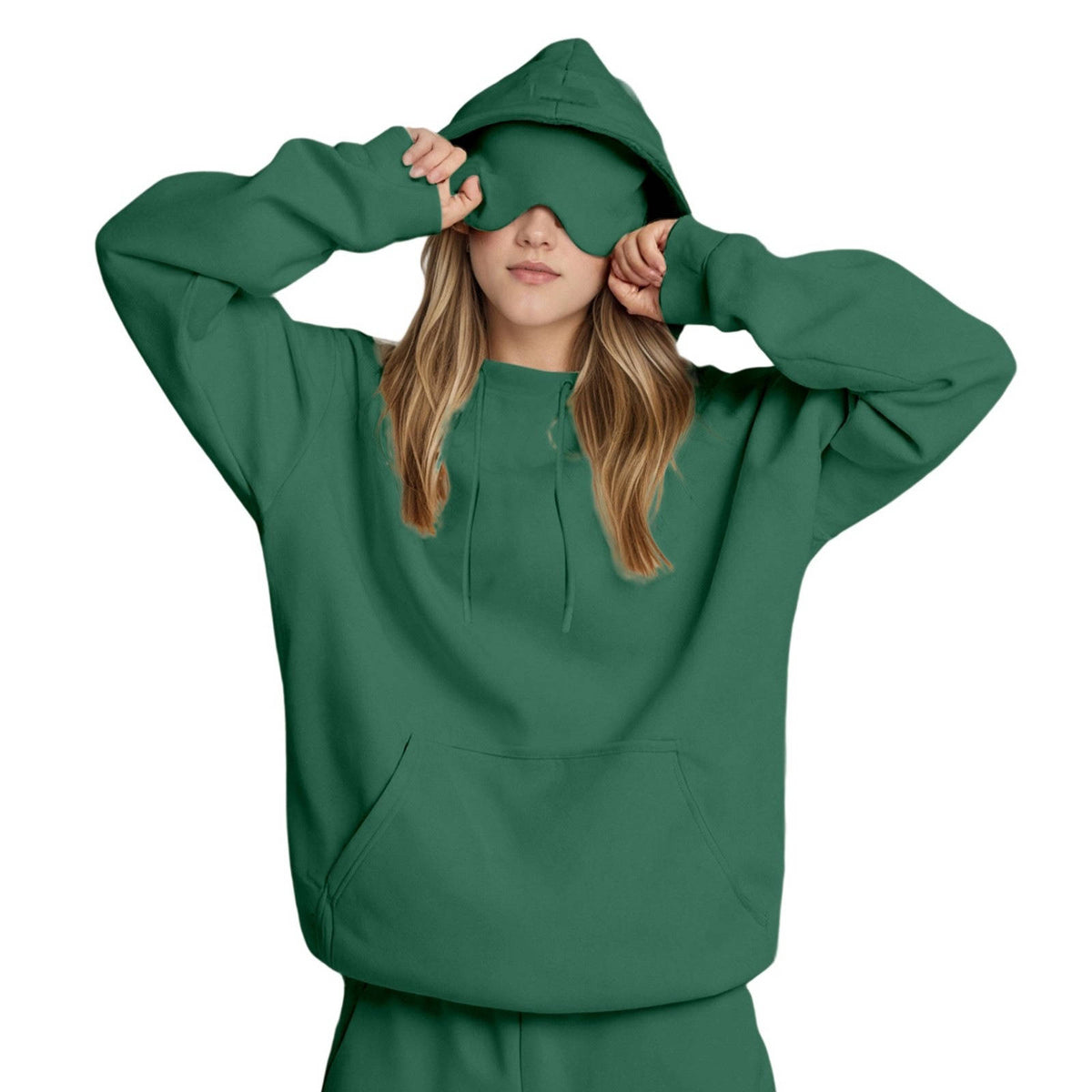 Womens Hoodie, Pullover Sweatshirt with Built In Eye Mask, Long Sleeve Warm Top for Autumn and Winter