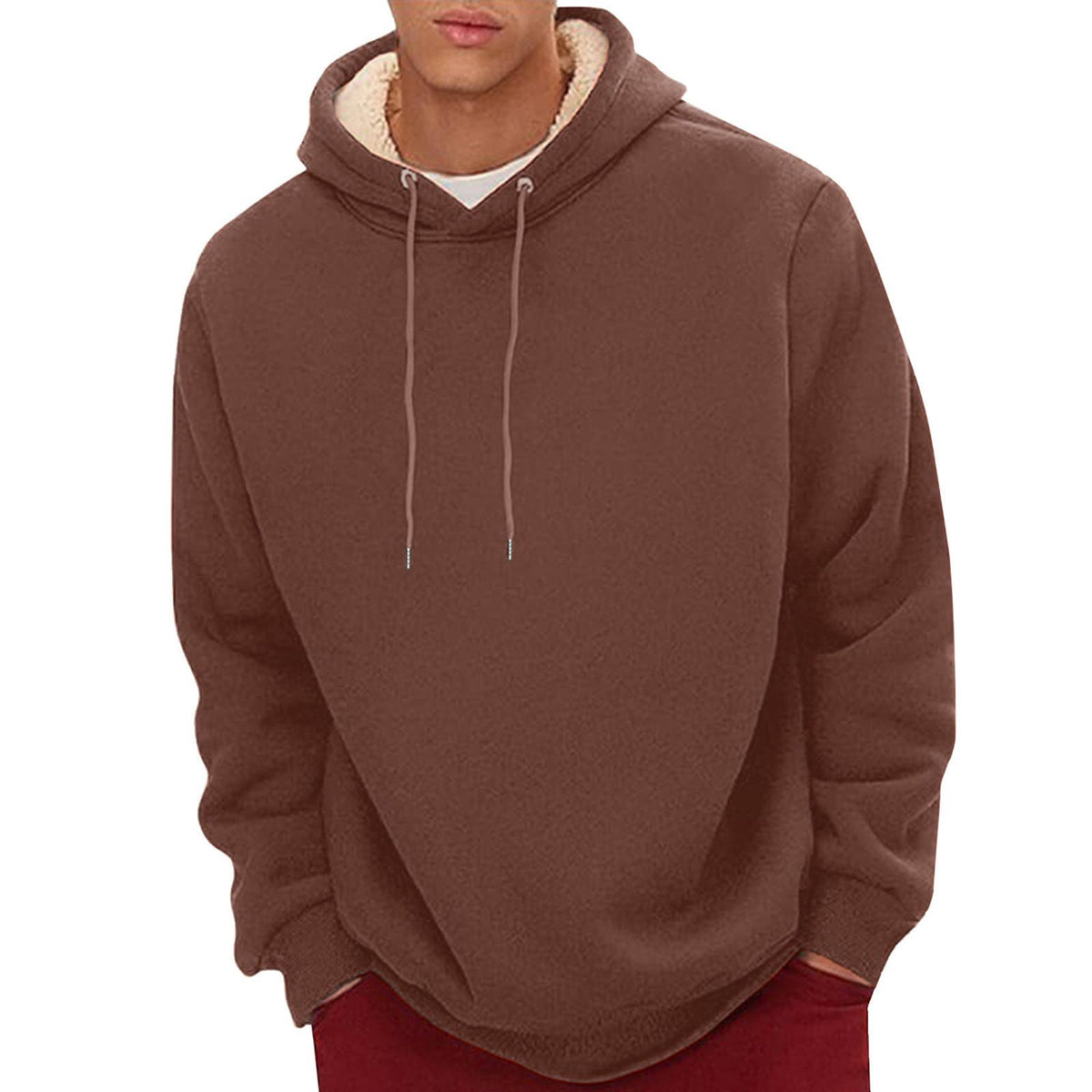 Mens Sherpa Hoodie, Heavyweight Fleece Lined Winter Sweatshirt with Kangaroo Pocket for Cold Weather Warmth