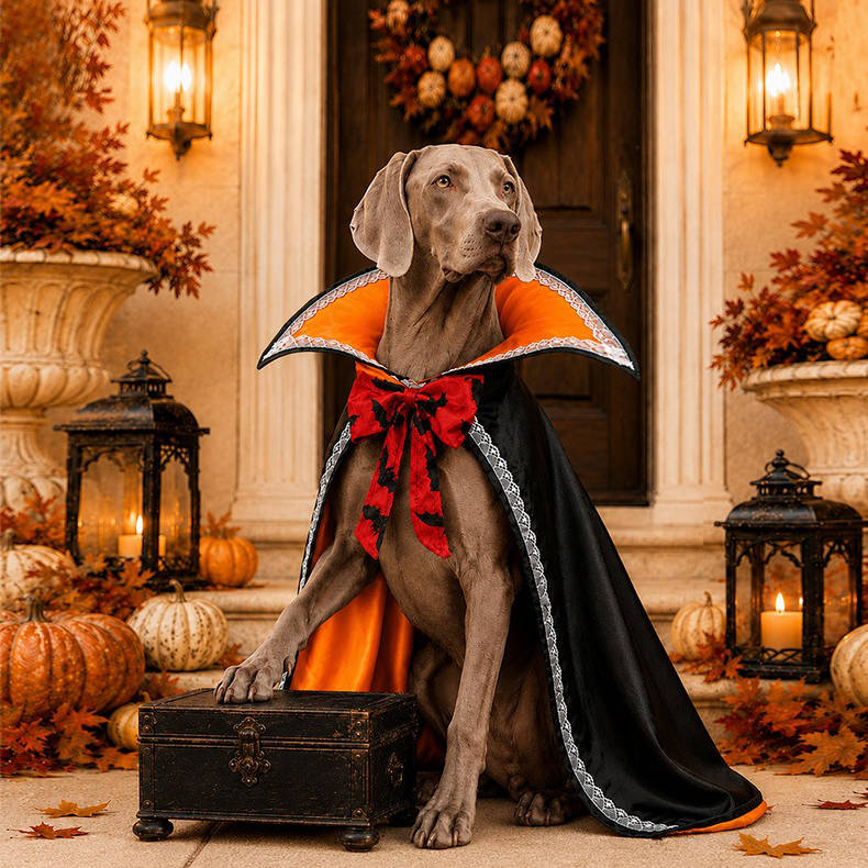 Halloween Vampire Dog Cape, Spooky Pet Costume for Dogs and Halloween Parties