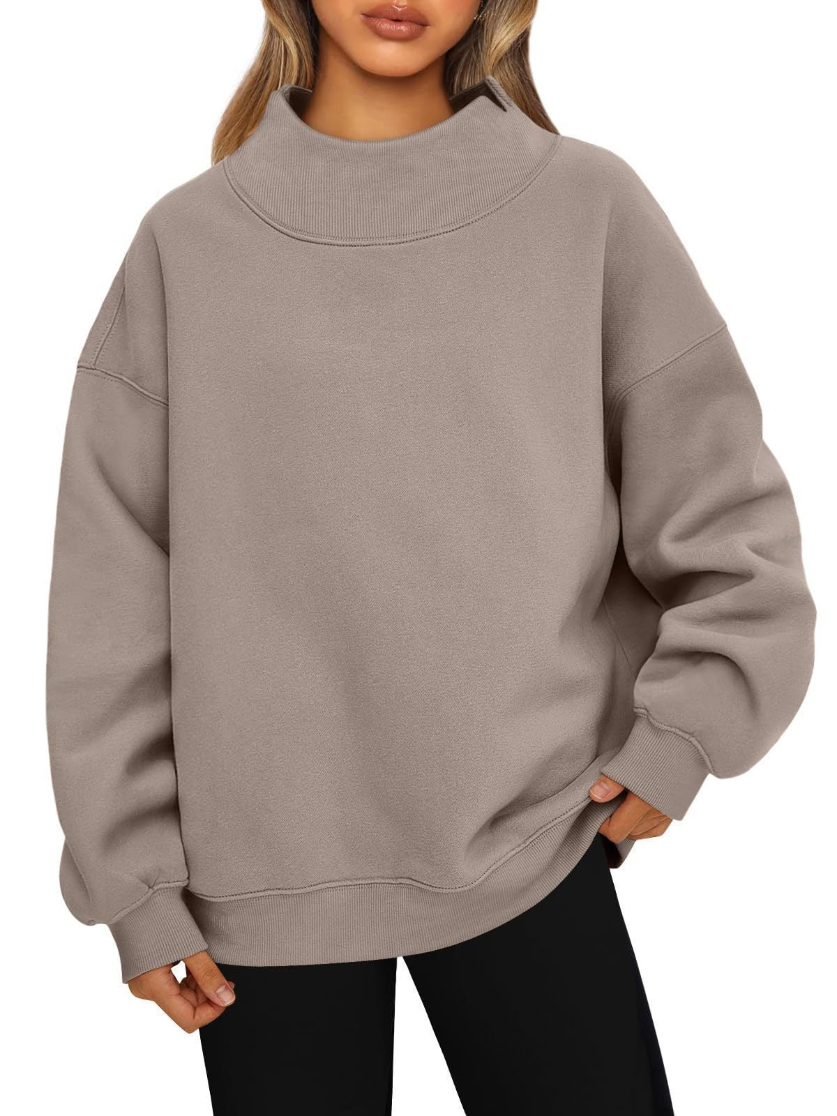 Women's Mock Neck Sweatshirt, Oversized Pullover, Long Sleeve Soft Fleece Fall Outfit for Travel, Work, Lounge and Daily Wear 2026