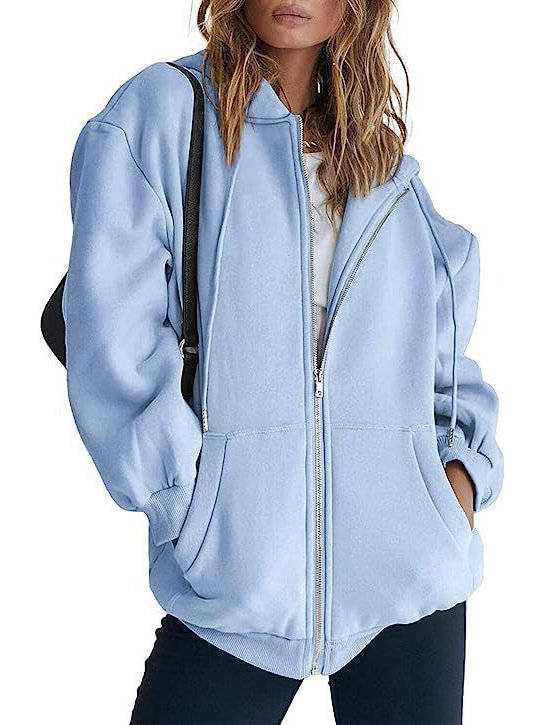 Women's Zip Up Hoodies, 2026 Oversized Sweatshirt, Spring Fall Layering Jacket with Pockets, Casual Track Outfit, Cozy Fleece Winter Clothes