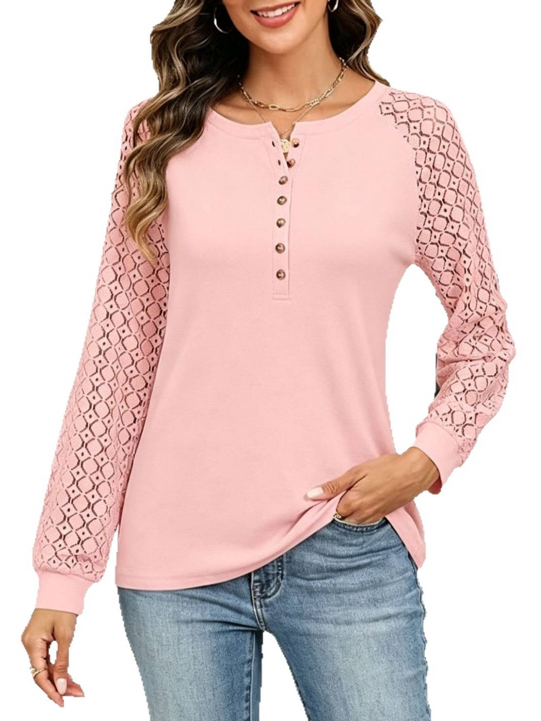 Women's Lace Long Sleeve Tops, Henley Shirts, Casual Blouses, T-Shirts, Fall Clothes