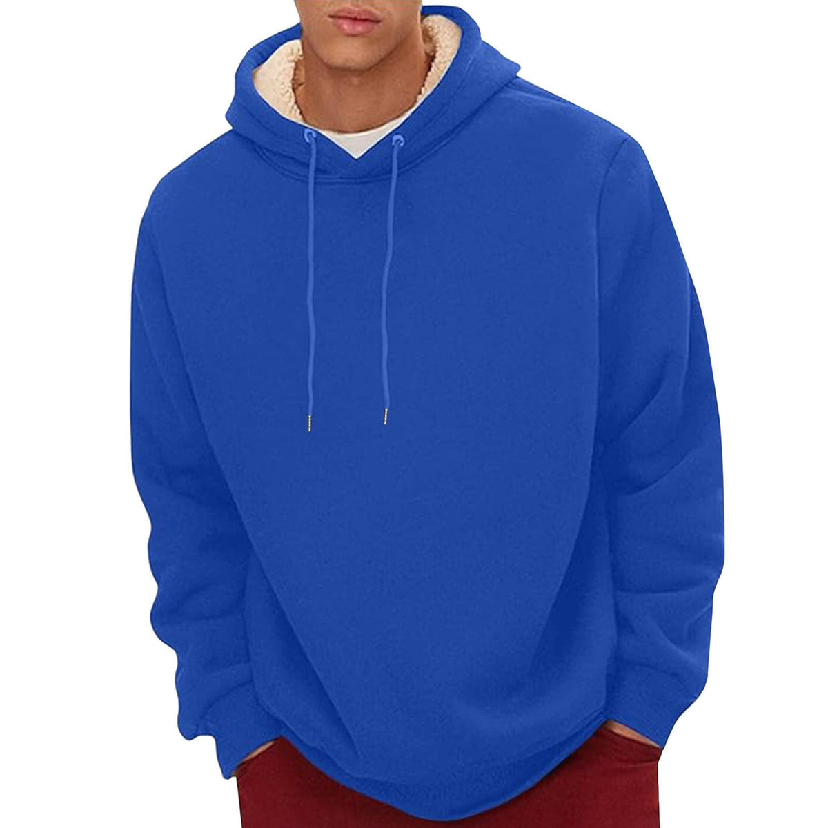 Mens Sherpa Hoodie, Heavyweight Fleece Lined Winter Sweatshirt with Kangaroo Pocket for Cold Weather Warmth