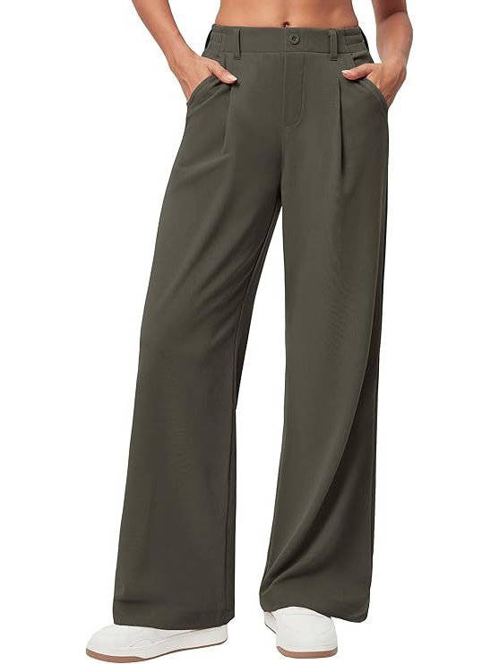 Womens Wide Leg Dress Pants, Business Casual Work Pants for Office Outfits and Professional Wear
