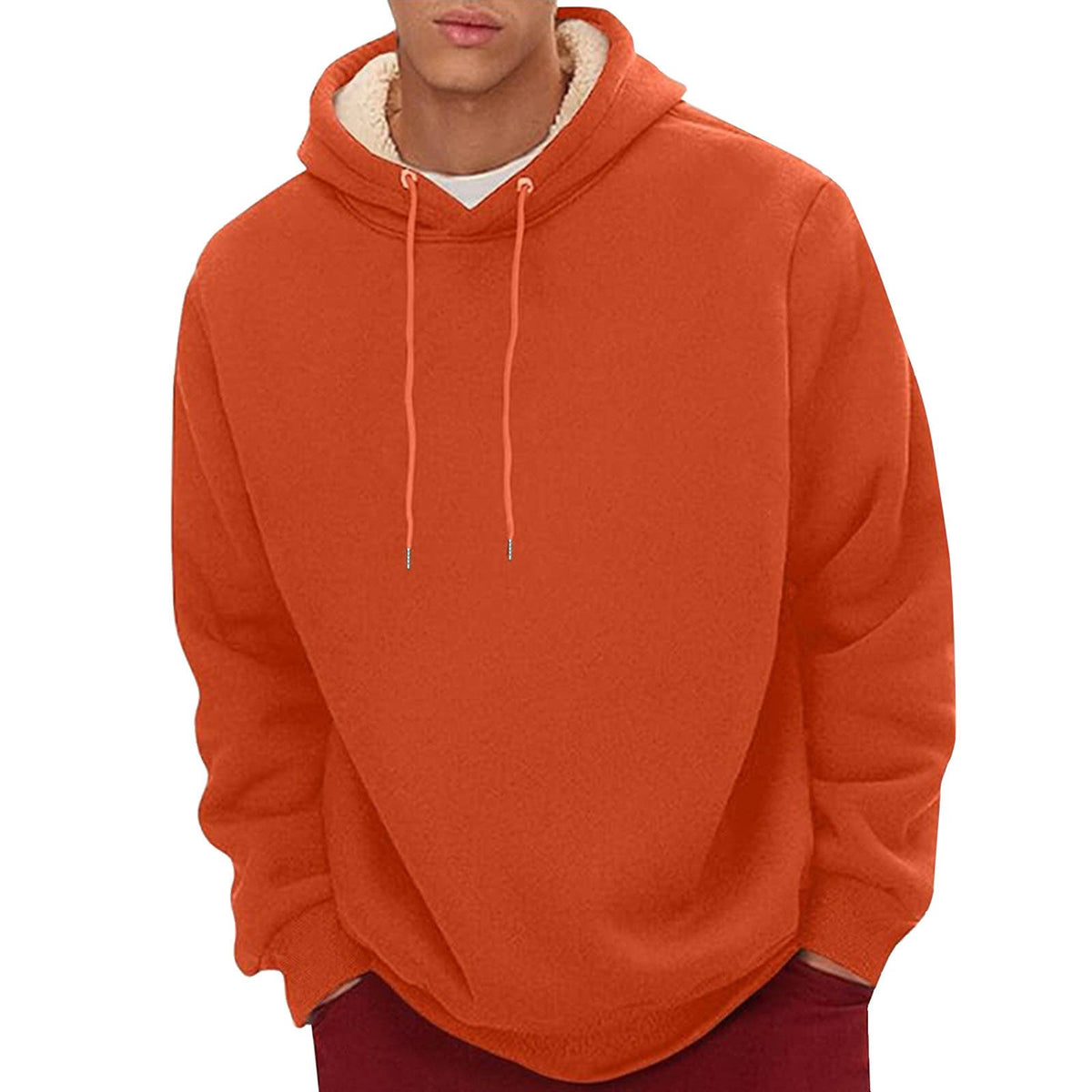 Mens Sherpa Hoodie, Heavyweight Fleece Lined Winter Sweatshirt with Kangaroo Pocket for Cold Weather Warmth