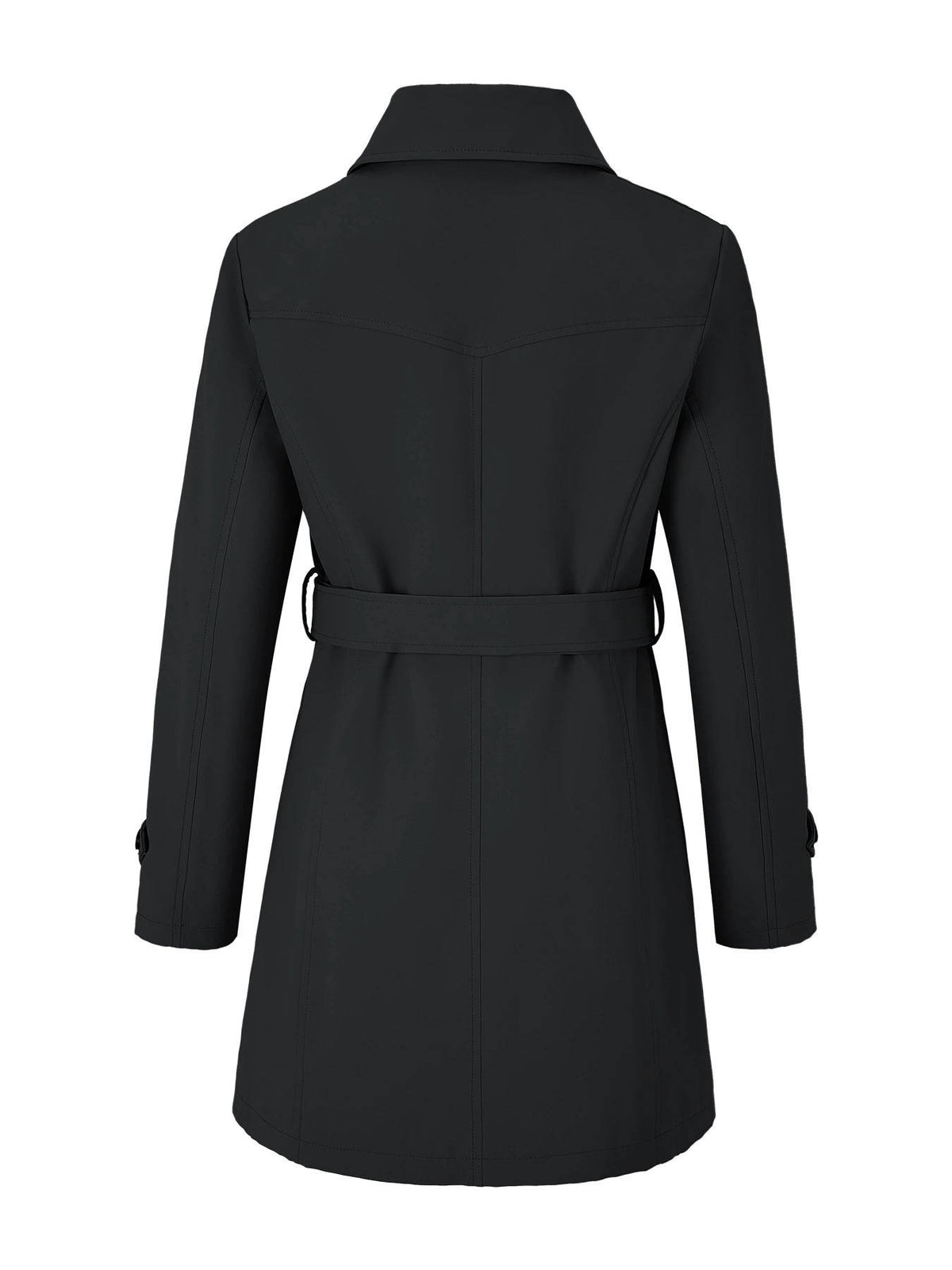 Womens Trench Coat, Classic Lapel, Belted Outerwear