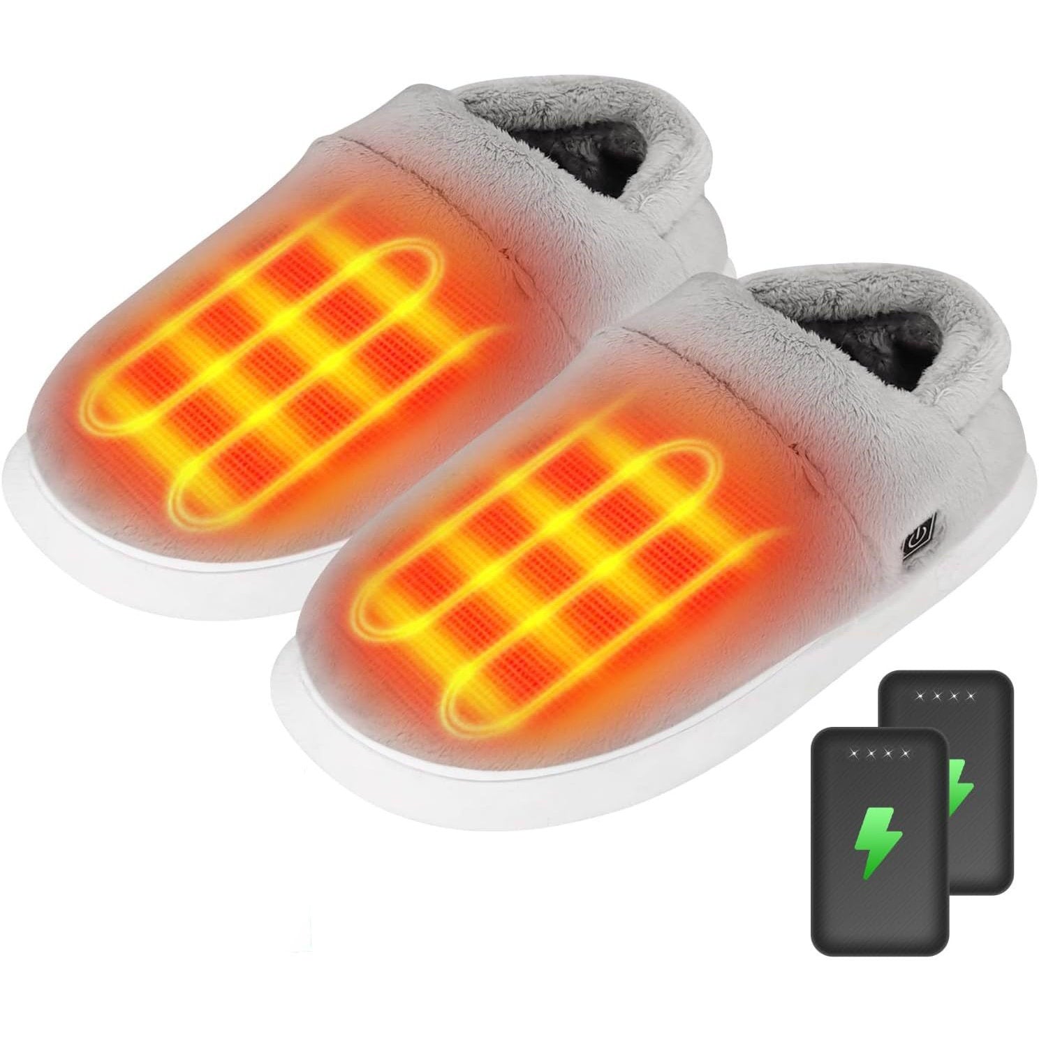 Heated Slippers for Men & Women, Electric Foot Warmer with Rechargeable 4000mAh Battery Pack
