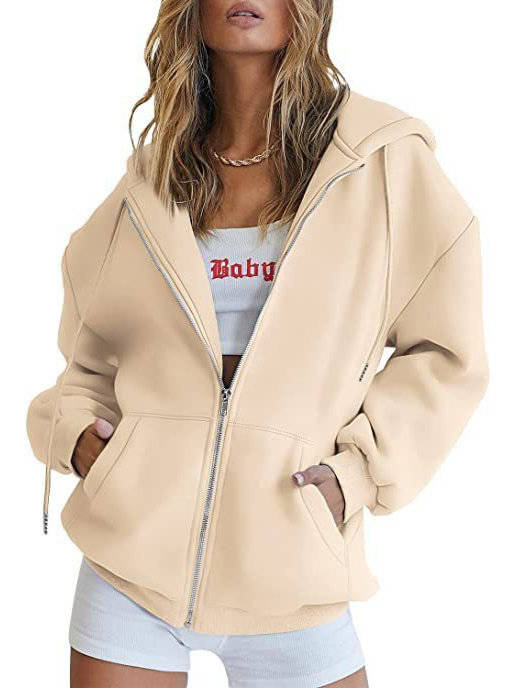 Women's Zip Up Hoodies, 2026 Oversized Sweatshirt, Spring Fall Layering Jacket with Pockets, Casual Track Outfit, Cozy Fleece Winter Clothes