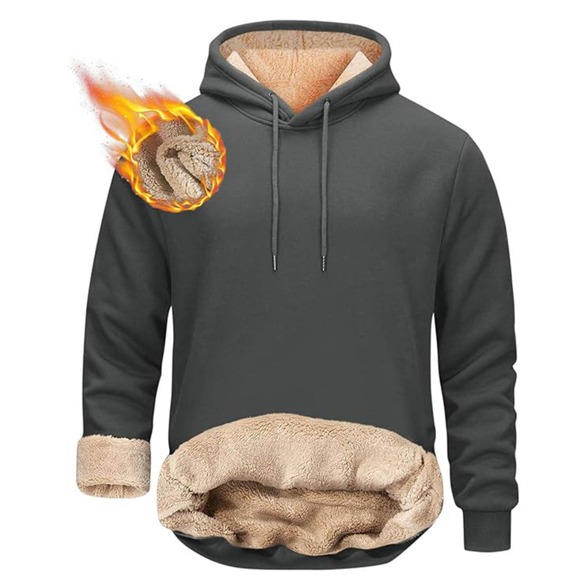 Mens Sherpa Hoodie, Heavyweight Fleece Lined Winter Sweatshirt with Kangaroo Pocket for Cold Weather Warmth