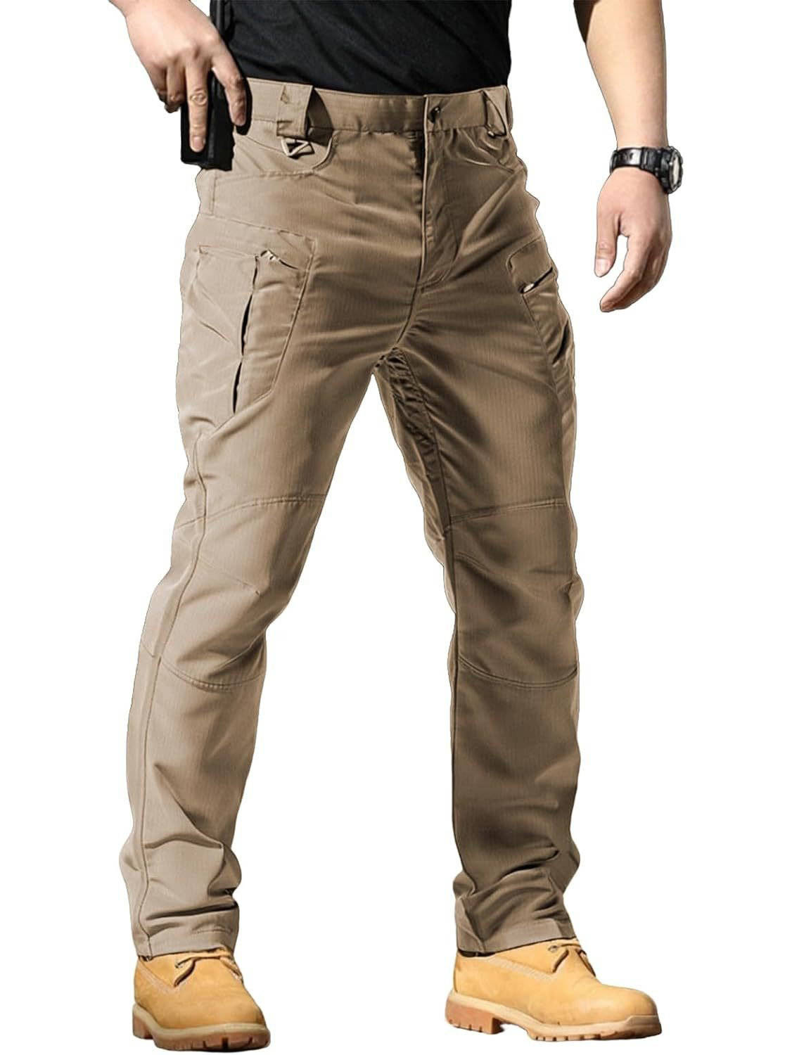 Mens Weatherproof Work Pants, Waterproof Ripstop Cargo Pants, Lightweight Stretch Hiking Outdoor Work Trousers