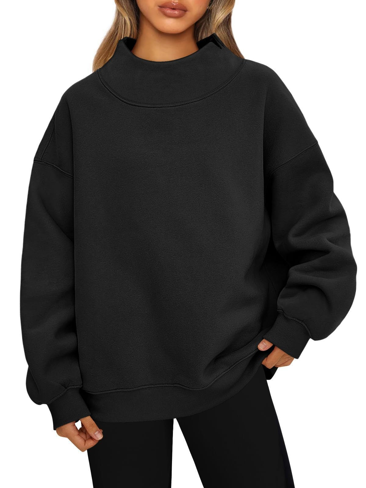 Women's Mock Neck Sweatshirt, Oversized Pullover, Long Sleeve Soft Fleece Fall Outfit for Travel, Work, Lounge and Daily Wear 2026