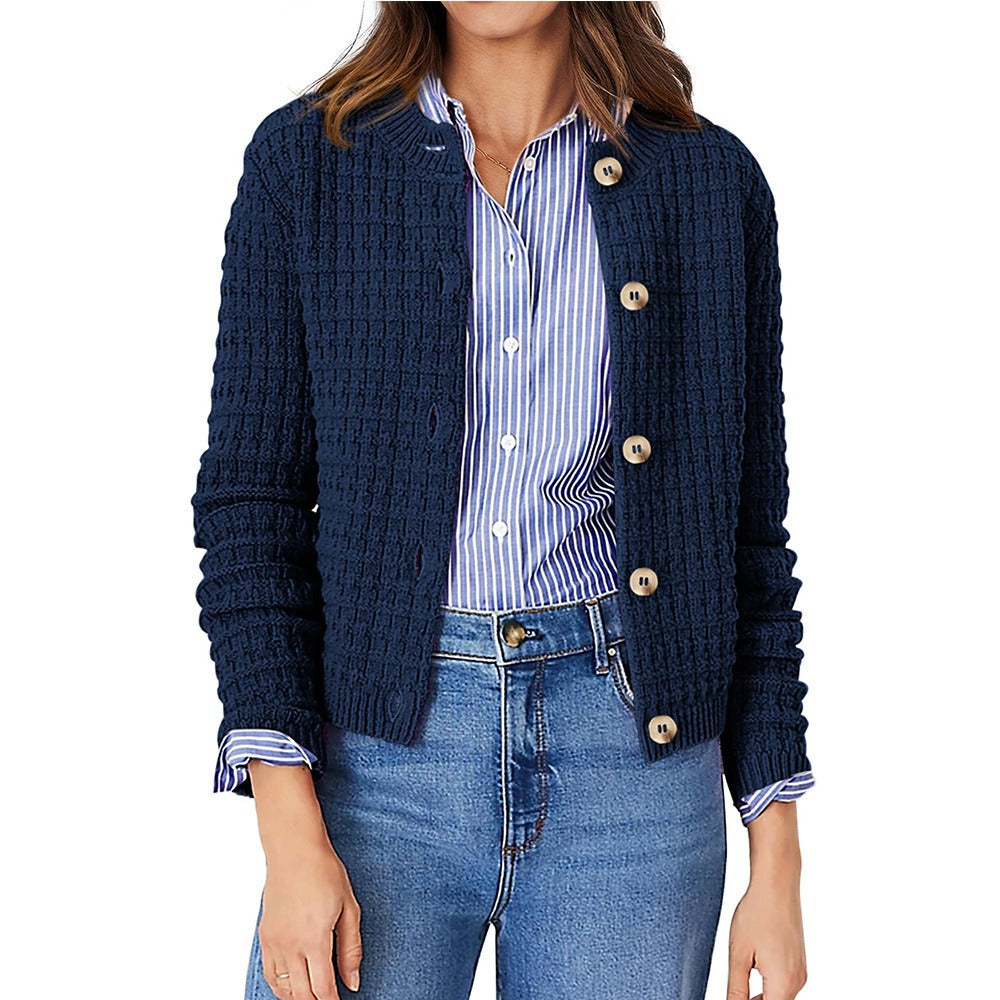 Womens Fall Lightweight Cardigan Sweater, Cozy Knit Cotton Long Sleeve Button Up Open Front
