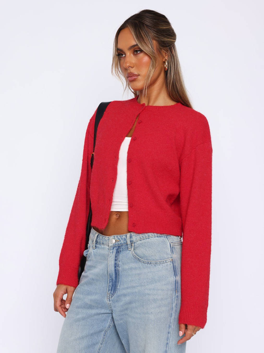 Women's Cropped Cardigan Sweaters, Crew Neck Long Sleeve Button Up Lightweight Knit Trendy Sweater 2026